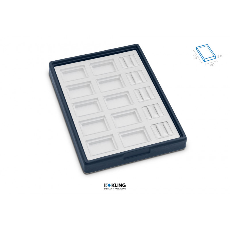 Set-Lade RLD35TR mit 5 Trauringbäckchen und 10 Fächern Serie Rebra Extralight