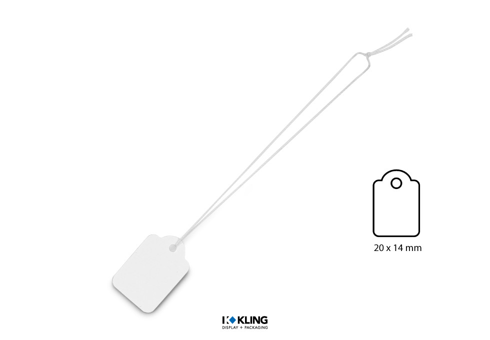 Standard-Fadenetikett 0/166 weiß mit Faden weiß Standard-Fadenetikett 0/166 weiß mit Faden weiß
