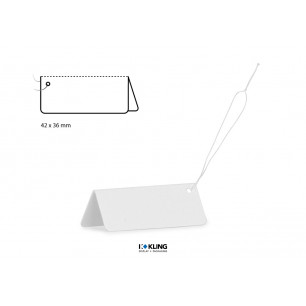 Standard Aufstell-Fadenetikett 1/351 weiß mit Faden weiß 65 mm