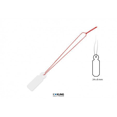 Standard-Fadenetikett 0/97 weiß mit Faden rot