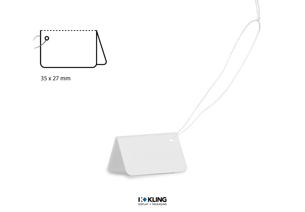 Standard Aufstell-Fadenetikett 1/346 weiß mit Faden weiß Standard Aufstell-Fadenetikett 1/346 weiß mit Faden weiß