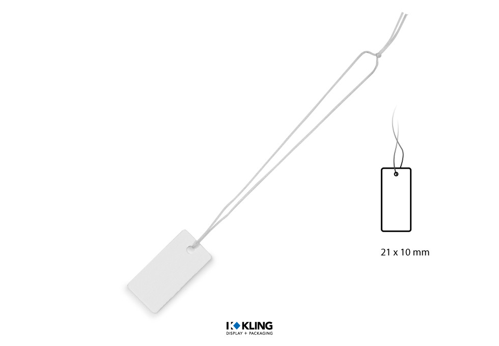 Standard-Fadenetikett 0/165 weiß mit Faden weiß