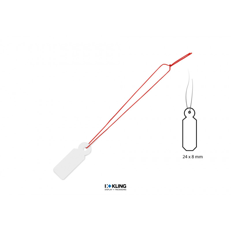 Standard-Fadenetikett 0/97 weiß mit Faden rot