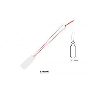 Standard-Fadenetikett 0/97 weiß mit Faden rot