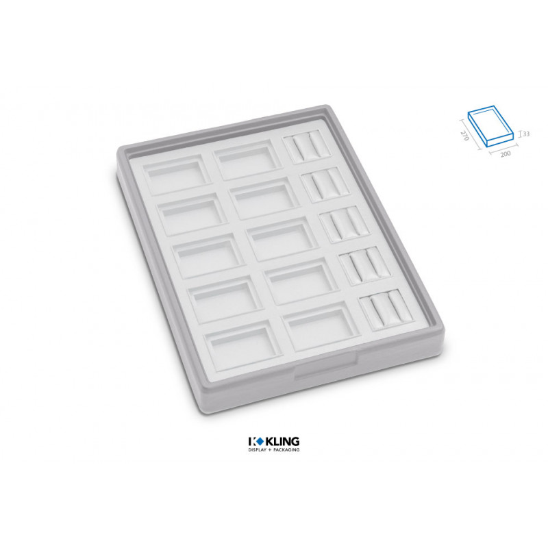 Set-Lade RLD35TR mit 5 Trauringbäckchen und 10 Fächern Serie Rebra Extralight